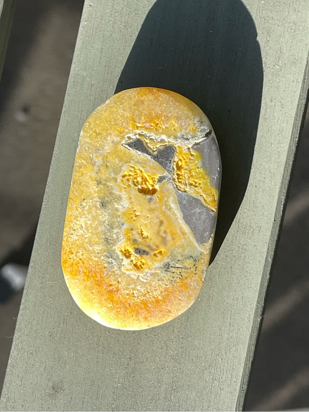 Bumblebee Jasper Palm Sized Stone Yellow and Gray - Picture 3 of 3